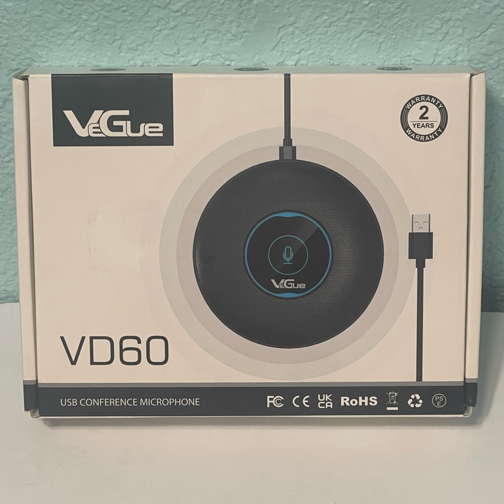 VeGue VD60 USB Conference Microphone, 360° Omnidirectional Zoom Video Conference